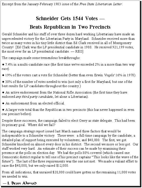 Excerpt from 1983 Free State Libertarian