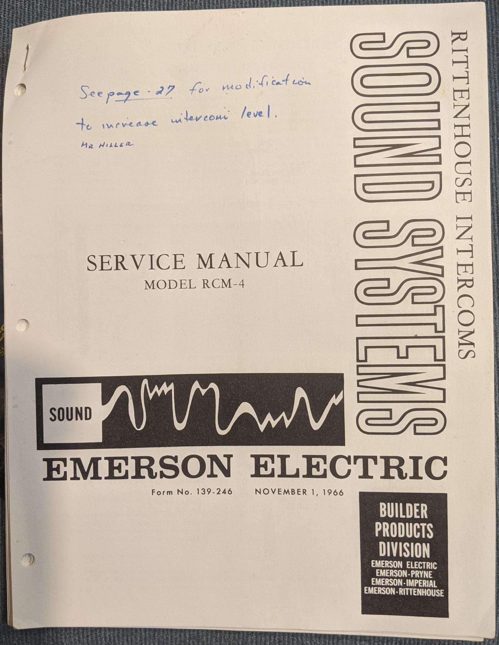 Emerson Electric Intercom Manual